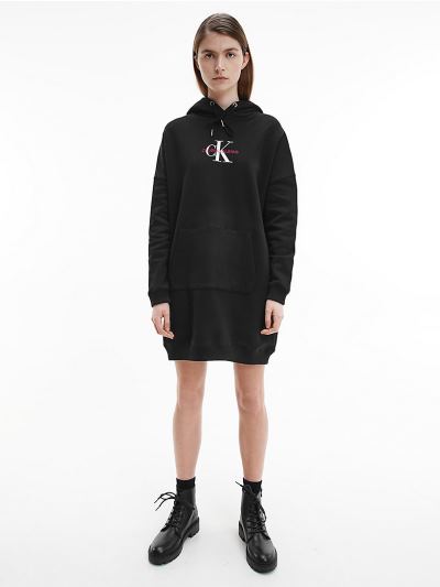 Calvin Klein Ruhák HU217671 | Calvin Klein Organic Cotton Logo Sweatshirt Női Ruha Fekete